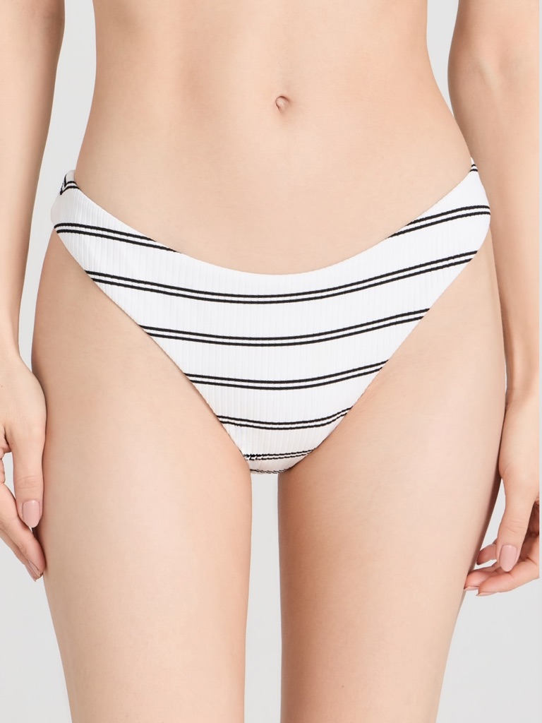 Nwt Madewell White Ribbed Bikini Bottoms - Double Stripe - Small